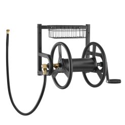 VEVOR Wall Mounted Garden Hose Reel 125ft 5/8 in Metal Hose Reel with Basket 19 V952 GQSSGJP125FTTLQ5I002V0 202508012022 08