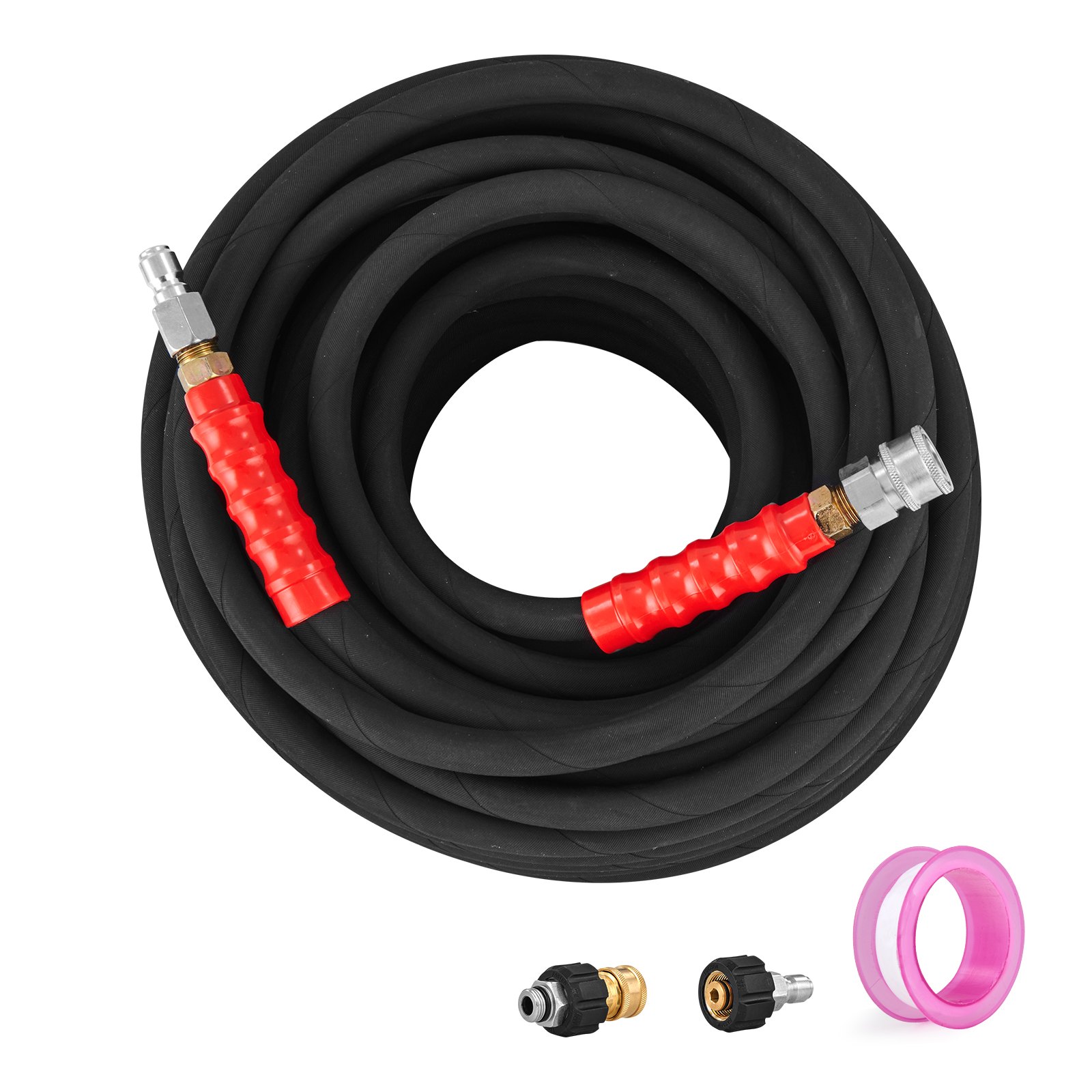 VEVOR Pressure Washer Hose, 100FT, Kink Free 3/8"-φ14.8 Male, 3/8"-φ15 Female For Most Brand Pressure Washers, 4.9'' Bending Radius, 4800 PSI Heavy Duty Power Washer Extension Replacement Hose 9 VEVOR Pressure Washer Hose, 100FT, Kink Free 3/8"-φ14.8 Male, 3/8"-φ15 Female For Most Brand Pressure Washers, 4.9'' Bending Radius, 4800 PSI Heavy Duty Power Washer Extension Replacement Hose - Image 9