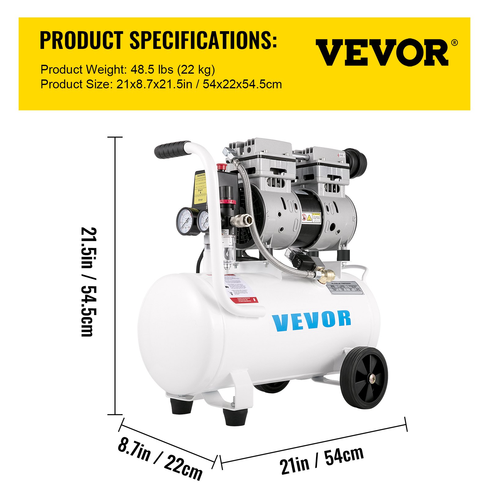 VEVOR Air Compressor 6.6 Gallon, Portable Air Compressor 1 HP, Oil Free Air Compressor Steel Tank 750W, Pancake Air Compressor 115 PSI, Ultra Quiet Compressor for Home Repair, Tire Inflation 7 VEVOR Air Compressor 6.6 Gallon, Portable Air Compressor 1 HP, Oil Free Air Compressor Steel Tank 750W, Pancake Air Compressor 115 PSI, Ultra Quiet Compressor for Home Repair, Tire Inflation - Image 7