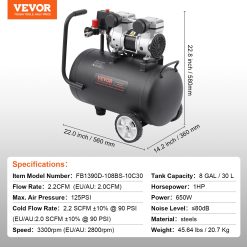 VEVOR Air Compressor Compact Portable Oil Free Compressor 30L 90 PSI 17 V952 WYWSKYJ30L75E7TAMV3 202507141440 06