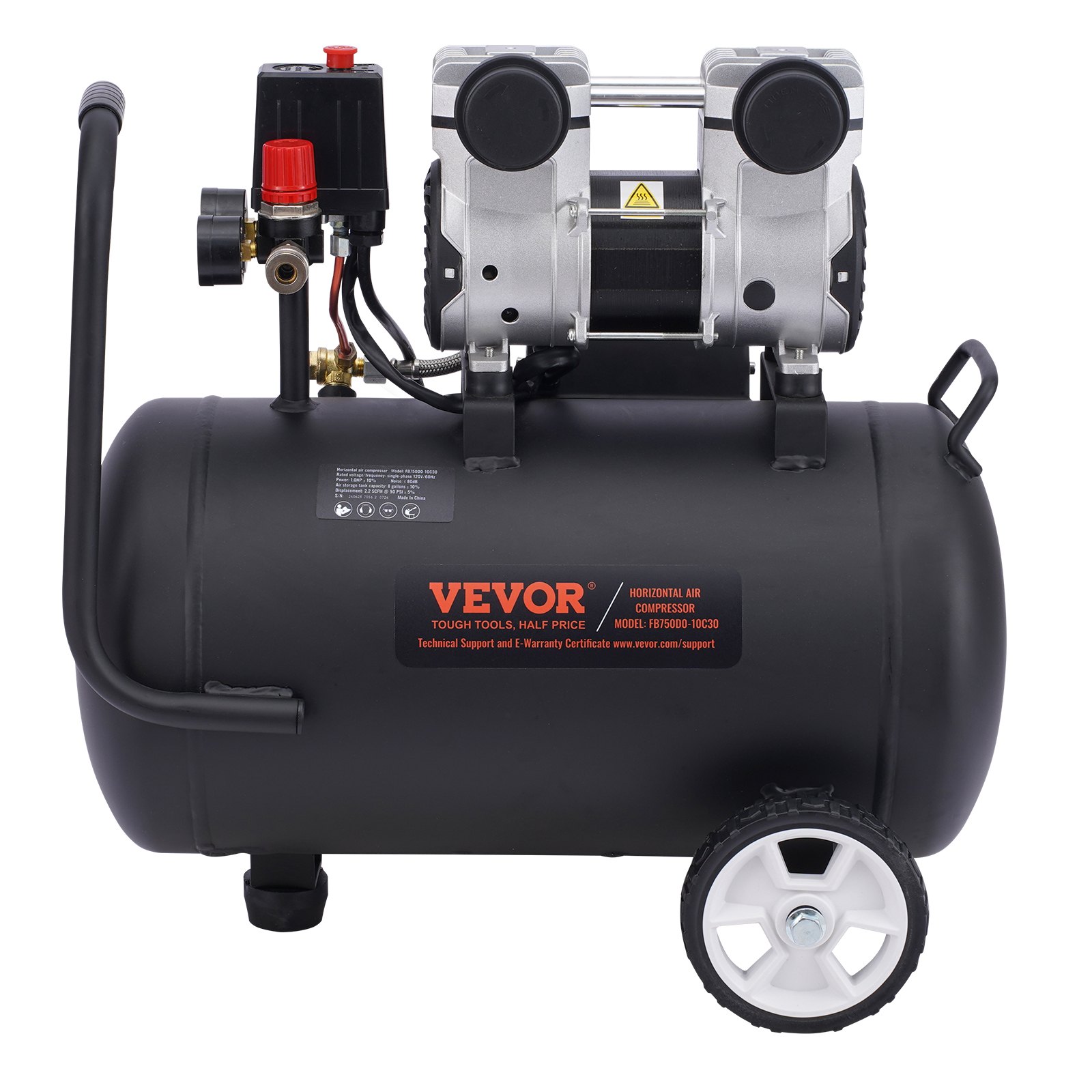 VEVOR Air Compressor Compact Portable Oil Free Compressor 30L 90 PSI 11 VEVOR Air Compressor Compact Portable Oil Free Compressor 30L 90 PSI - Image 11