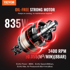 Alternative view of VEVOR Air Compressor Compact Portable Oil Free Compressor 8L 8bar
