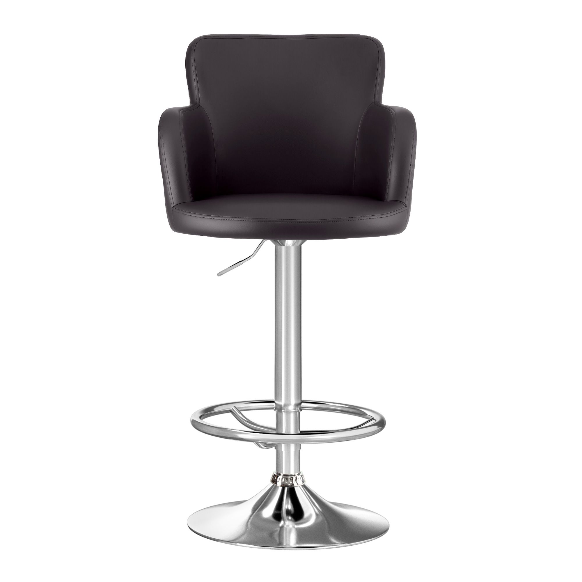 Bar stools 4 pack swivel PU leather adjustable brown 3 Bar stools 4 pack swivel PU leather adjustable brown - Image 3