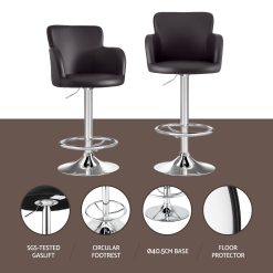 Bar stools 4 pack swivel PU leather adjustable brown 13 BA K 7200 BRX4 03