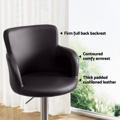 Bar stools 4 pack swivel PU leather adjustable brown 14 BA K 7200 BRX4 04