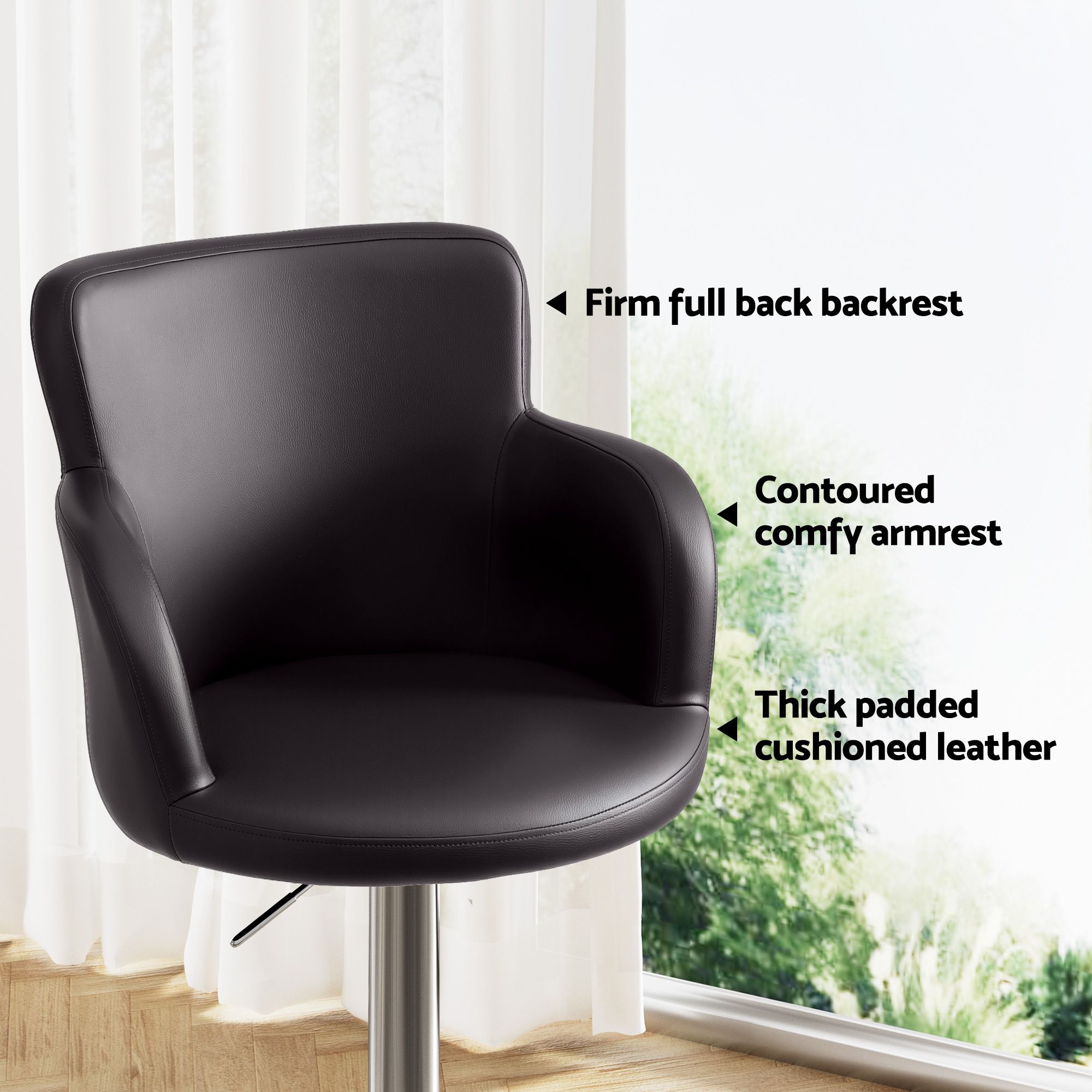 Bar stools 4 pack swivel PU leather adjustable brown 5 Bar stools 4 pack swivel PU leather adjustable brown - Image 5