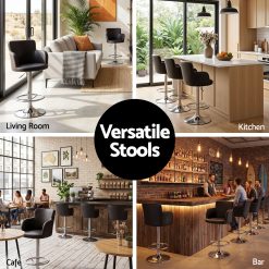 Bar stools 4 pack swivel PU leather adjustable brown 18 BA K 7200 BRX4 08