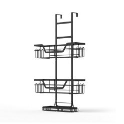 Artiss 3-tier shower caddy over-the-door organiser, black, pack of 2