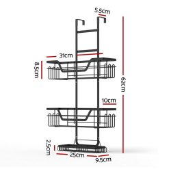 Alternative view of Artiss 3-tier shower caddy over-the-door organiser, black, pack of 2