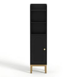 Artiss 2X Bathroom Storage Cabinet Floor Organizer Toilet Corner Adjustable Black 12 FURNI G BATH AZ01 BKX2 03
