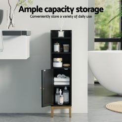 Artiss 2X Bathroom Storage Cabinet Floor Organizer Toilet Corner Adjustable Black 13 FURNI G BATH AZ01 BKX2 04