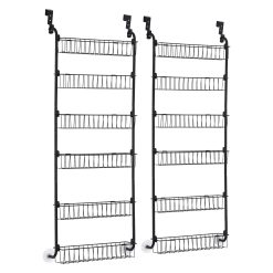 Over Door Storage Pantry Organiser 6-Tier Metal Black
