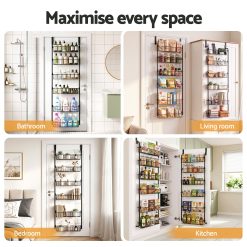 Over Door Storage Pantry Organiser 6-Tier Metal Black 16 OVDS A MET01 BKX2 07