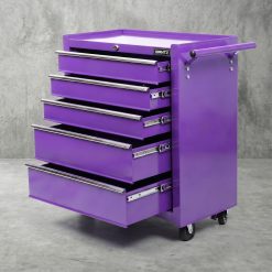 Giantz 5 Drawer Tool Chest Trolley Cabinet Toolbox Heavy Duty Garage Storage Organiser Purple