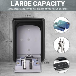 Alternative view of Wall-mounted key lock box, 4-digit combination, 5-key capacity