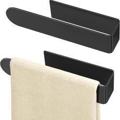 Hand Towel Holder Self Adhesive 8 Inch Black 2 Pack