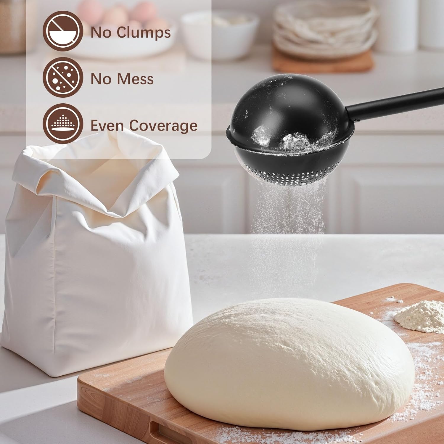Stainless Steel Flour Duster with Spring Handle 2 Stainless Steel Flour Duster with Spring Handle - Image 2