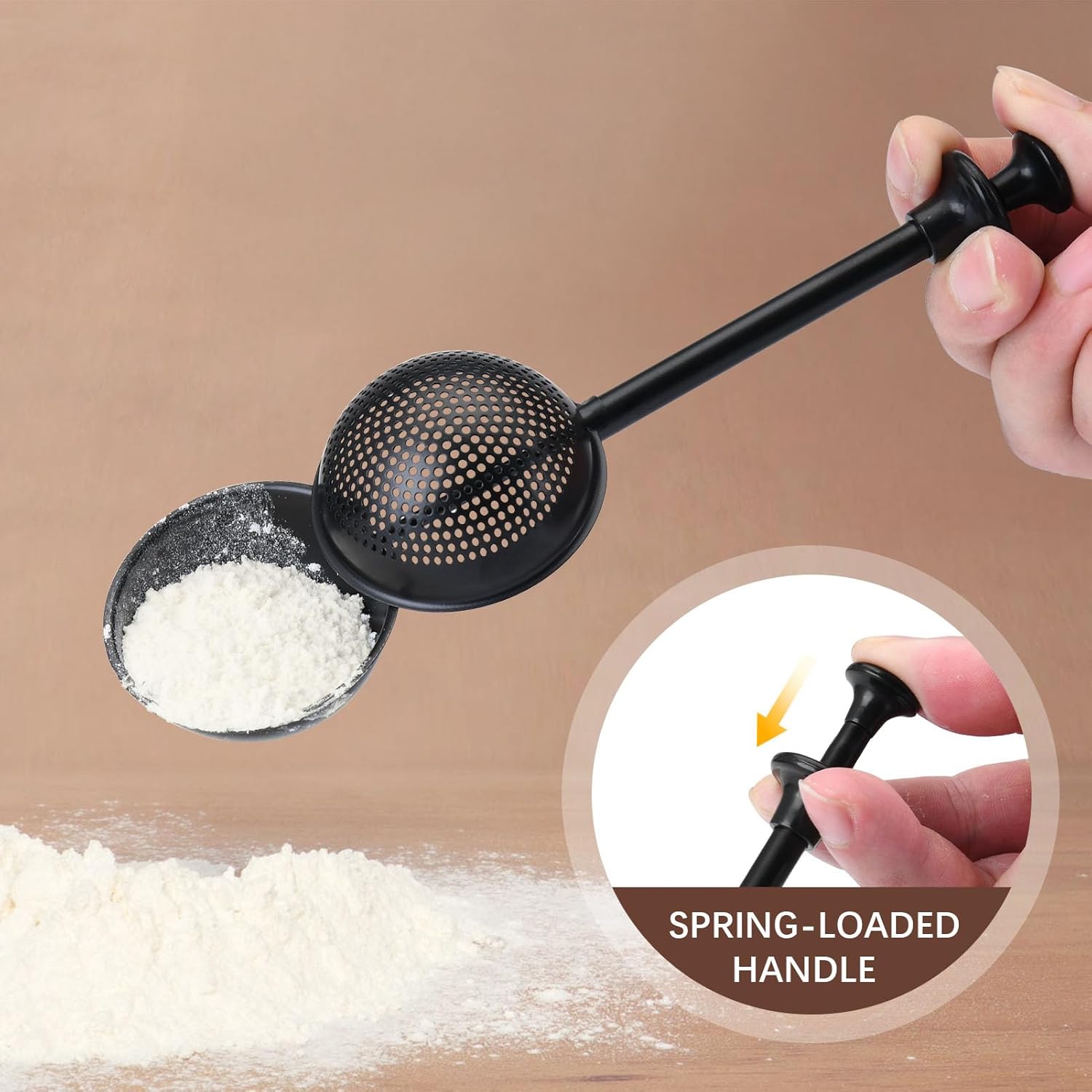 Stainless Steel Flour Duster with Spring Handle 3 Stainless Steel Flour Duster with Spring Handle - Image 3