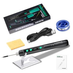 Portable USB-C soldering iron kit, 15W wireless, LCD display