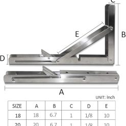 Alternative view of Foldable wall shelf brackets 20 inch 550 lb 2-pack stainless steel