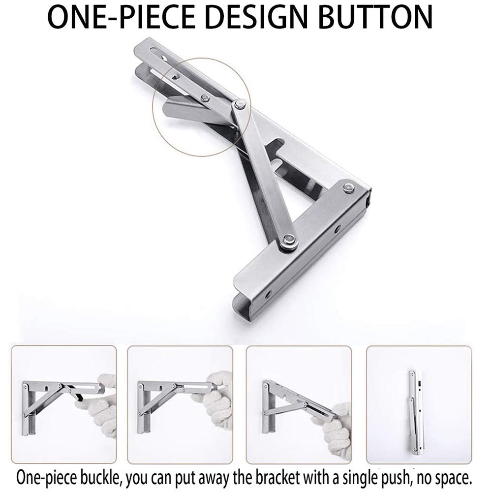 Foldable wall shelf brackets 20 inch 550 lb 2-pack stainless steel 3 Foldable wall shelf brackets 20 inch 550 lb 2-pack stainless steel - Image 3