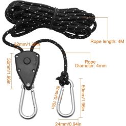 Alternative view of Adjustable Ratchet Rope with Hooks 4 Metres Black