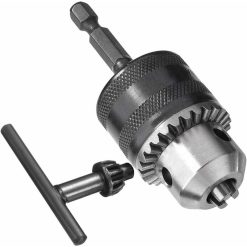1.5-13Mm 6.35Mm Hex Shank Quick Change Drill Chuck Adapter, 1/2-20Unf Drill Chuck Converter With Chuck Key For Electric