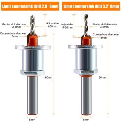 Alternative view of 2 pcs Wood Drill Bits, Hss Drill Bit Set, 8Mm Steel Countersink Drill Bits, Countersink Drill Bit Set For Woodworking,