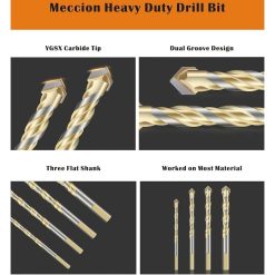 Alternative view of Multi-Material Drill Bit Set With Double Groove Carbide Tip For Tile, Concrete, Brick, Glass, Plastic, Wood, Metal,