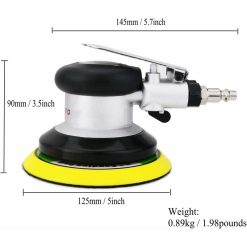 Alternative view of Professional Air Random Orbit Sander, High Performance Mini Dual Action Pneumatic Polisher With, 13500Rpm (Silver 125Mm)