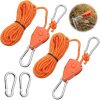 Adjustable ratchet rope with hooks 4M orange