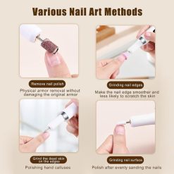 Alternative view of Electric Nail File Rechargeable with 12 Grinding Heads, Adjustable Speed 15000RPM, Pink