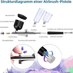 Alternative view of Wireless Airbrush Machine with USB Charging, 3 Speed Modes, Compatible with Nail Art Cake Decorating and Painting, Black