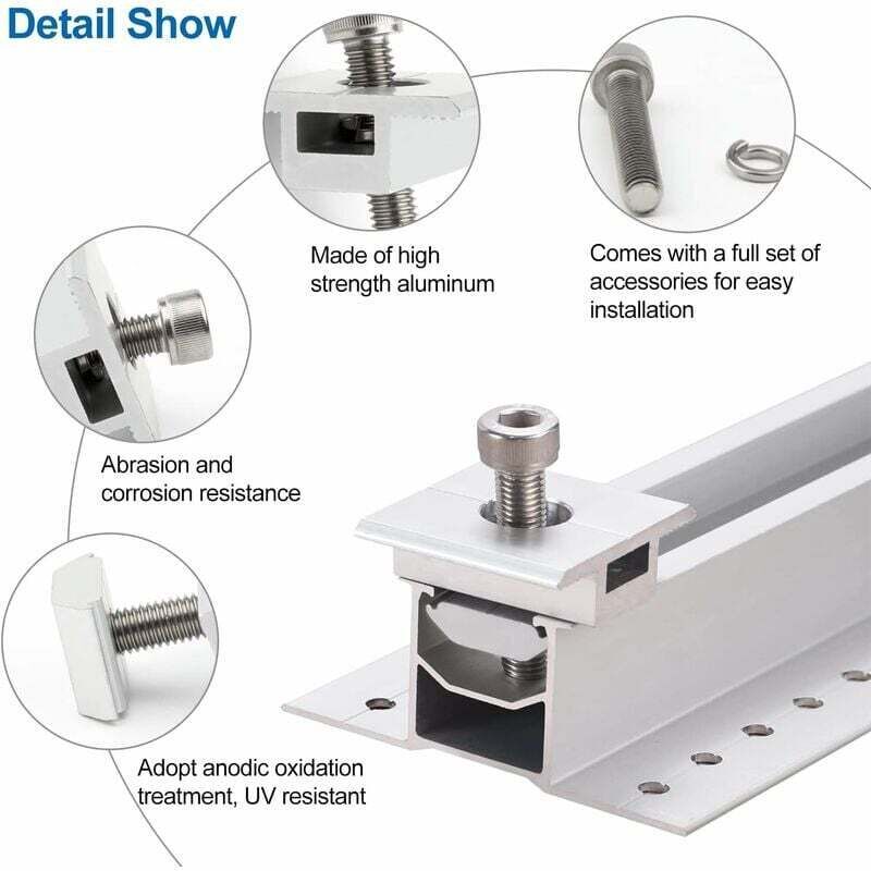 10 Pack Solar Panel Bracket, Aluminum T Shaped Center Terminals for PV Roof Mounting 2 10 Pack Solar Panel Bracket, Aluminum T Shaped Center Terminals for PV Roof Mounting - Image 2