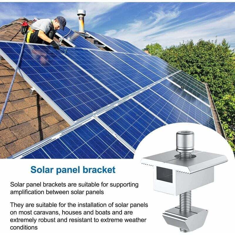 10 Pack Solar Panel Bracket, Aluminum T Shaped Center Terminals for PV Roof Mounting 4 10 Pack Solar Panel Bracket, Aluminum T Shaped Center Terminals for PV Roof Mounting - Image 4