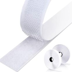 Hook and loop adhesive tape, white, 5 m × 2 cm