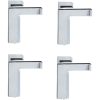 4 Pcs F Shape Glass Clamps Wall Mount Adjustable Shelf Brackets Chrome, 6 to 28 mm