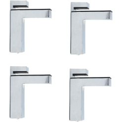 4 Pcs F Shape Glass Clamps Wall Mount Adjustable Shelf Brackets Chrome, 6 to 28 mm