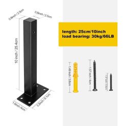 Alternative view of 4 Pcs Industrial Wall Shelf Brackets Black Metal with Screws, 250 mm
