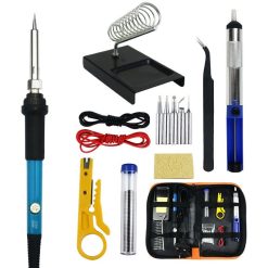 60W Soldering Iron Kit 200 to 450 C with Tips Pump Wire Cutter Stand and Tool Case