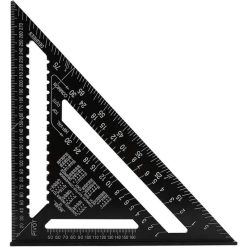 Professional Metric Triangle Carpenter Square Aluminum Alloy Measuring Ruler Black, 30 cm