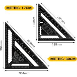 Alternative view of Professional Metric Triangle Carpenter Square Aluminum Alloy Measuring Ruler Black, 30 cm