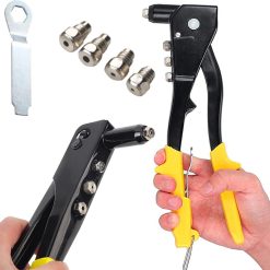 Rivet gun - Blind riveting tool - Pop rivet gun - with 4 tips for 2.4 mm, 3.2 mm, 4.0 mm, and 4.8 mm