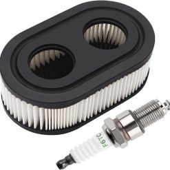 Lawn Mower Air Filter And 1x Spark Plug - Air Filter for Lawn Mowers - Air Filter Cleaner Cartridge - Air Filter Cartridge Replacement for 593260 Walk-Behind Mower, Compatible with Briggs & Stratton Engines 798452 - 593260/798452