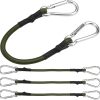 Elastic bungee cord with carabiner 30 cm green 4 pack