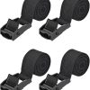 4 pieces - Tension straps - Lashing straps - Fastening straps - 25 MM * 1.5 meters long - Polyester fibers - Black - with buckle - adjustable - for vans, bicycles, trailers, luggage