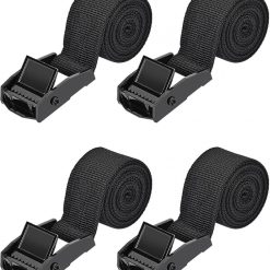 4 pieces - Tension straps - Lashing straps - Fastening straps - 25 MM * 1.5 meters long - Polyester fibers - Black - with buckle - adjustable - for vans, bicycles, trailers, luggage