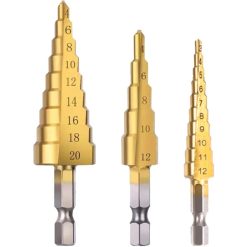 Step Drill Bits High Speed Steel Titanium 3 Pack