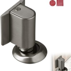 Magnetic Door Stopper Floor Gray - No Drilling - Self-adhesive - Metal - Including Raising Disc