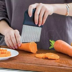 JWDX Crinkle Chopper, 2Pc Wavy Potato Soap Cutting Tool French Fry Slicer Stainless Steel Blade Wooden Handle Serrator Chopping Knife Z1-C 9 V1189 LWWAL 20260325 02089 202603290420 03